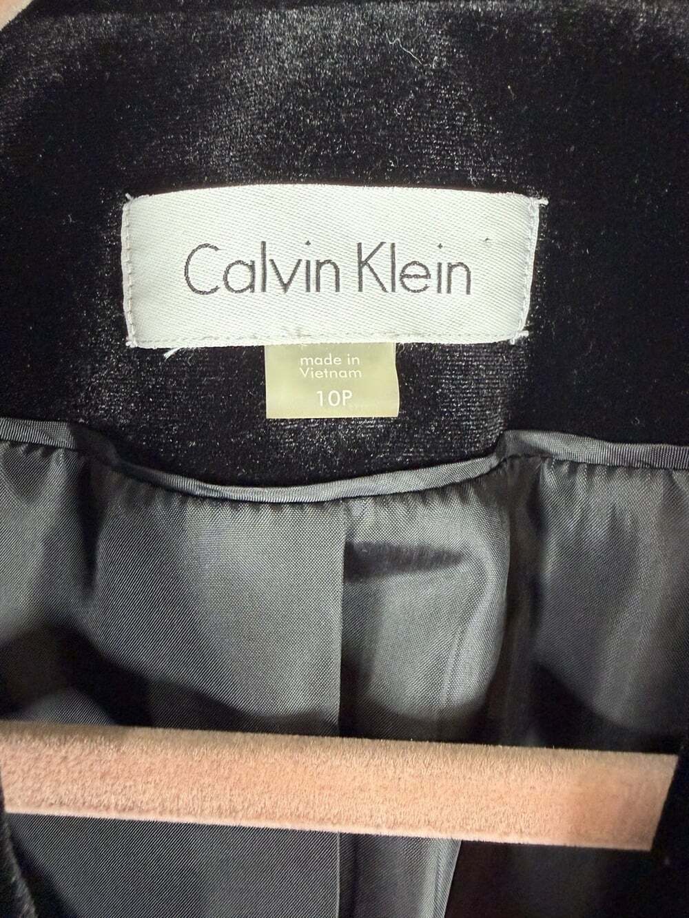 Calvin Klein Black Velvet Blazer Womens Size 10 Petite Suit Jacket Work - Picture 5 of 8